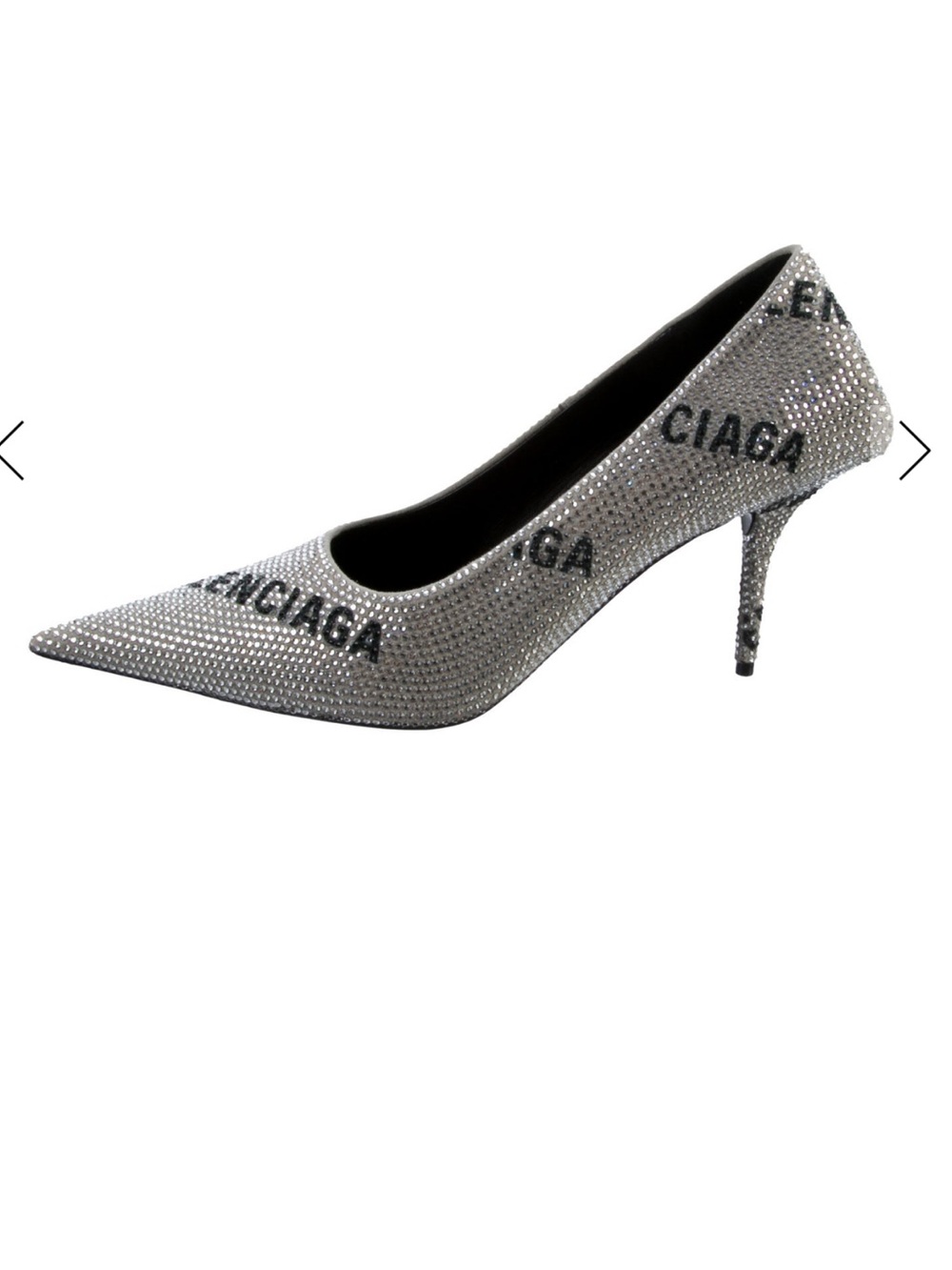 Balenciaga Silver Crystal Embellished Pointed-Toe Pump 39 /9 fits like a 8 1/2